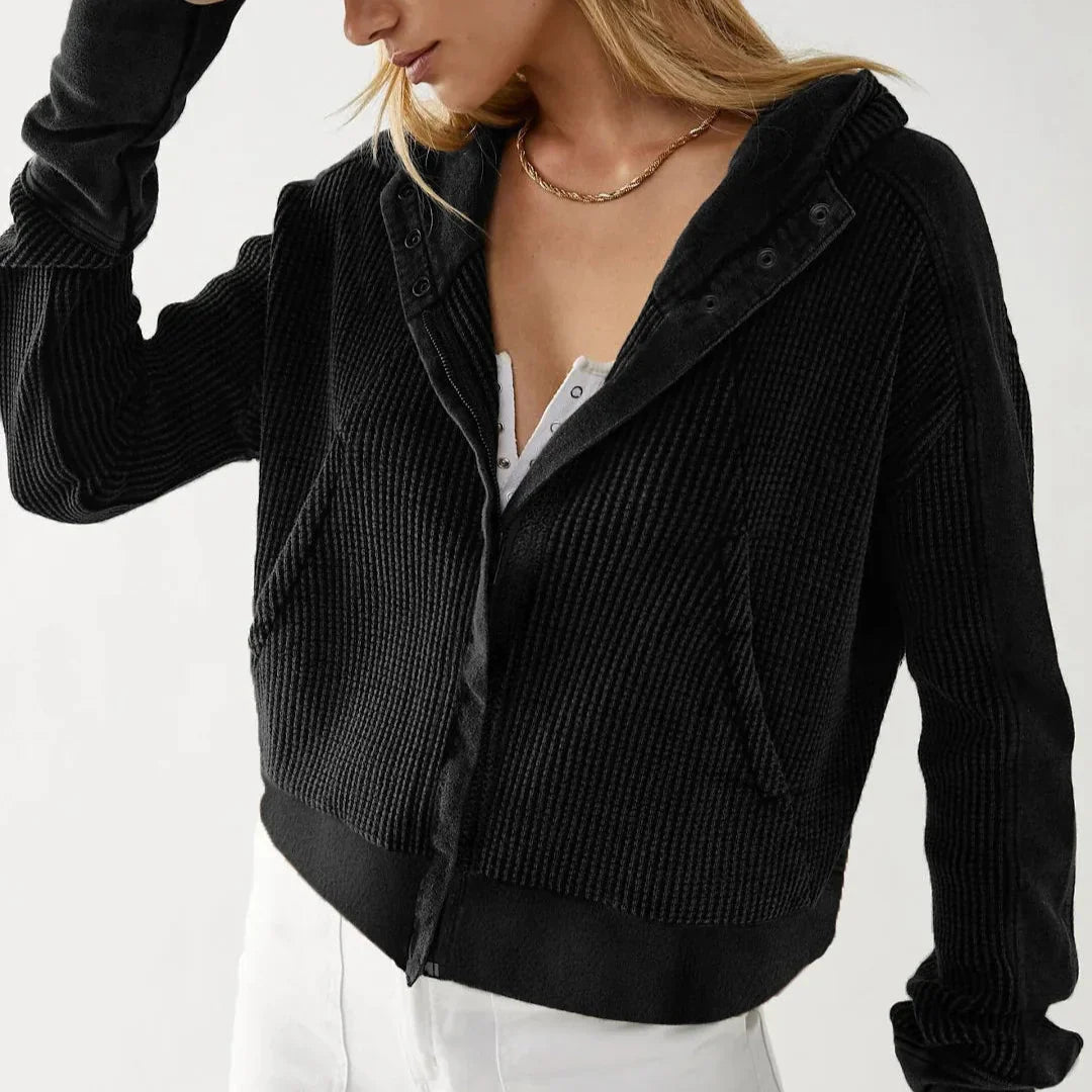 Damen Kapuzenjacke Mit Strukturmuster