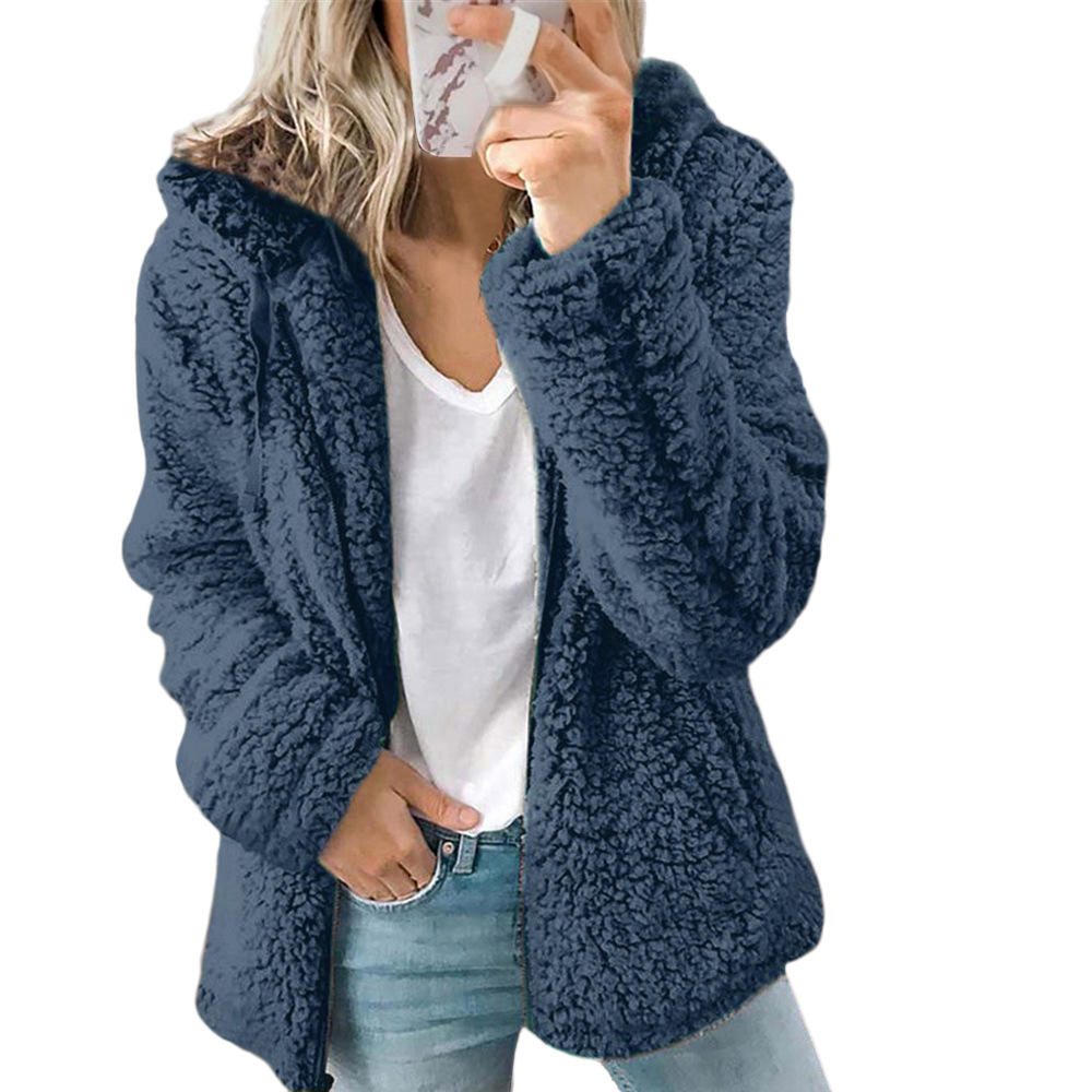 Teddy Damen Fleecejacke Mit Kapuze | Flauschiger Wintermantel