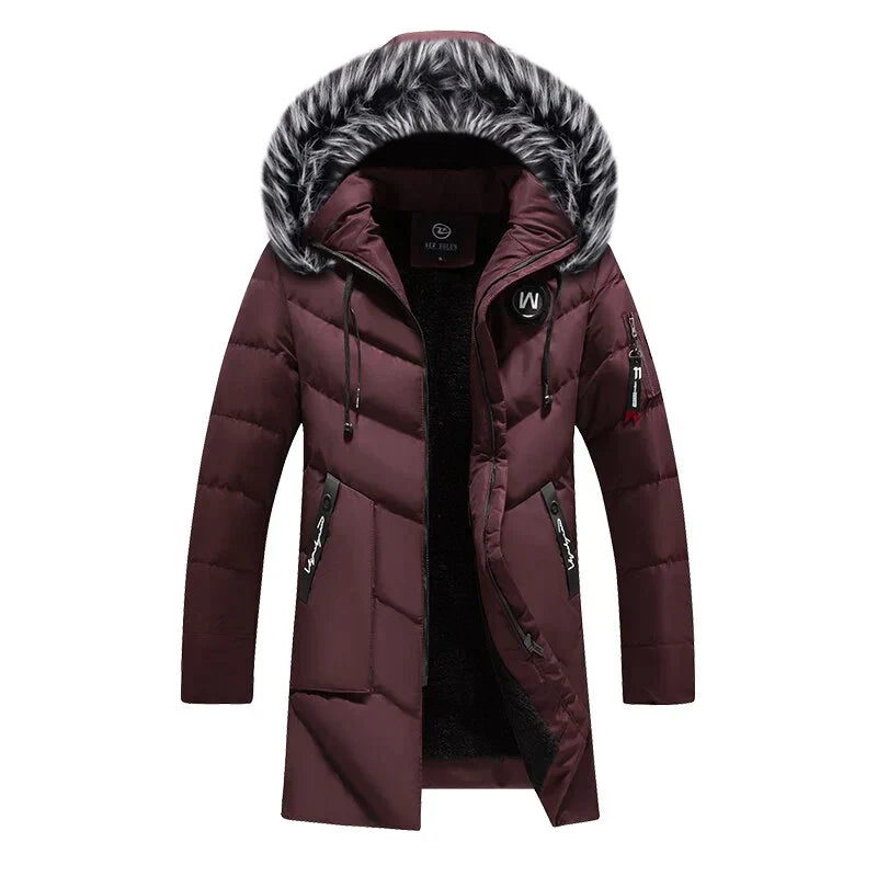 Herren Winterjacke | Langer Steppmantel Mit Kapuze