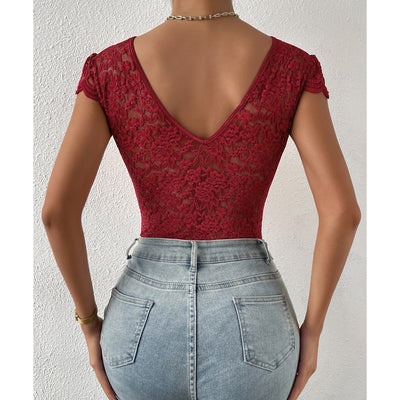 Damen Bodysuits Mit Spitze Und V Ausschnitt | Schick