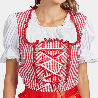 Sahari - Damen Dirndl | Rautenmuster, Baumwolle, Inklusive Bluse und Schürze