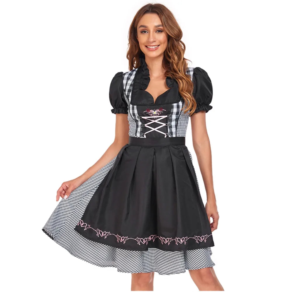 Sahari - Damen Dirndl | Traditionell, Pofmouwen, Hochwertige Baumwolle