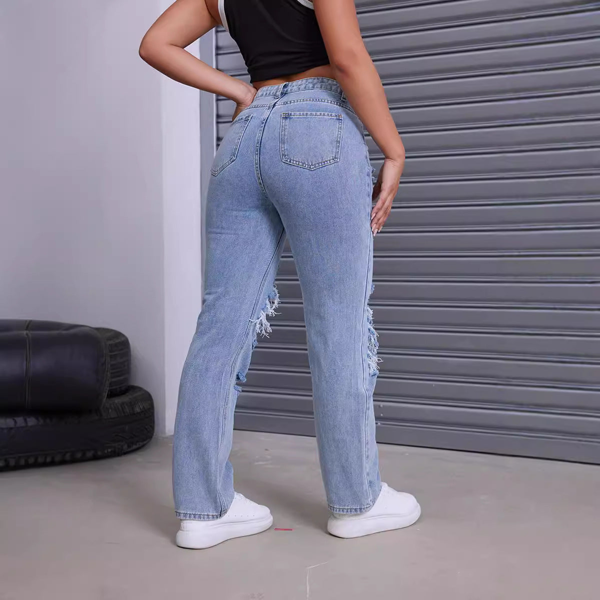 Sahari - Damen Jeans | High-Waist, Destroyed Look, Bequem, Robuster Denim