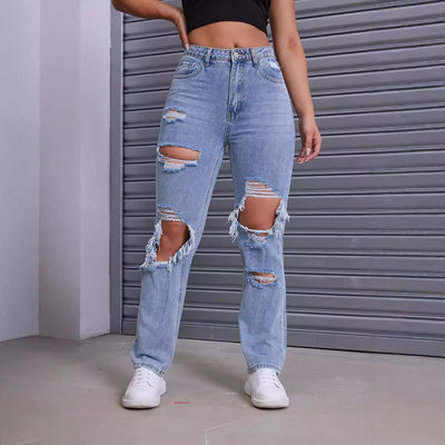 Sahari - Damen Jeans | High-Waist, Destroyed Look, Bequem, Robuster Denim