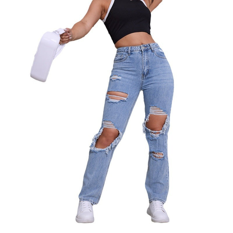 Sahari - Damen Jeans | High-Waist, Destroyed Look, Bequem, Robuster Denim