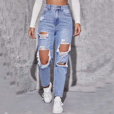 Sahari - Damen Jeans | High-Waist, Destroyed, Relaxed-Fit
