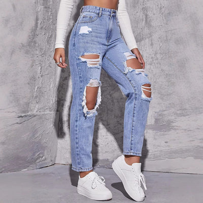 Sahari - Damen Jeans | High-Waist, Destroyed, Relaxed-Fit