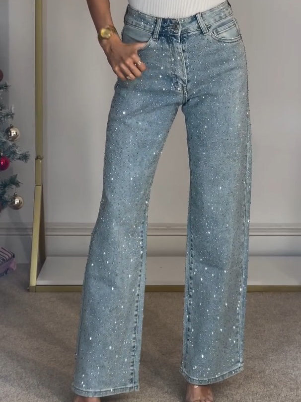 Sahari - Damen Jeans | Hohe Taille, Glamouröse Details