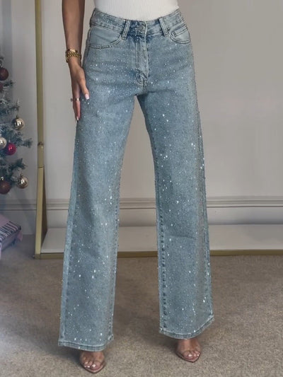Sahari - Damen Jeans | Hohe Taille, Glamouröse Details