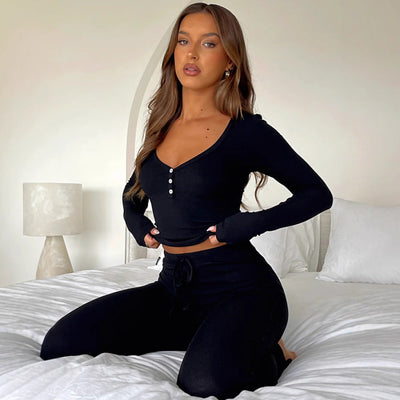 Sahari - Damen Loungewear Set | Weicher Rippstoff, Bequeme Passform