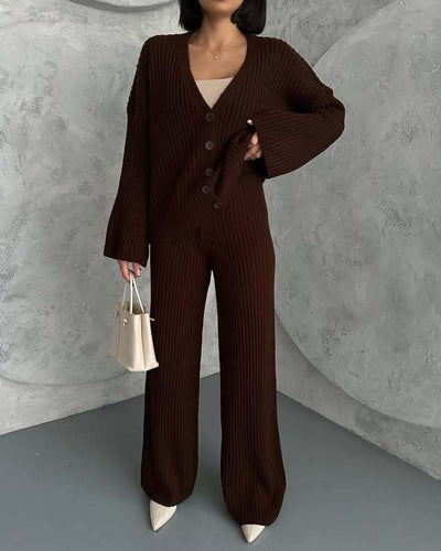 Sahari - Damen Loungewear Set | Weite Ärmel, Knopfleiste, Bequem