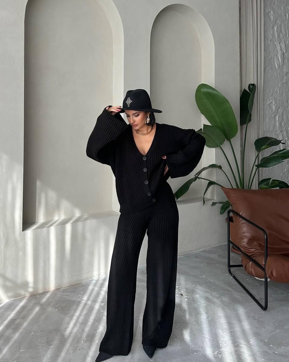 Sahari - Damen Loungewear Set | Weite Ärmel, Knopfleiste, Bequem