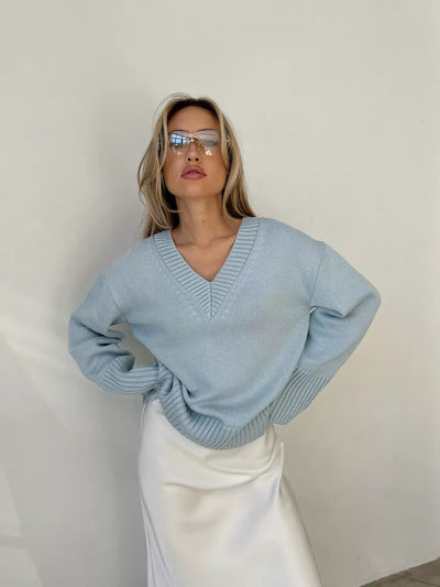 Sahari - Damen Pullover | V-Ausschnitt, Baumwollmischung, Bequem