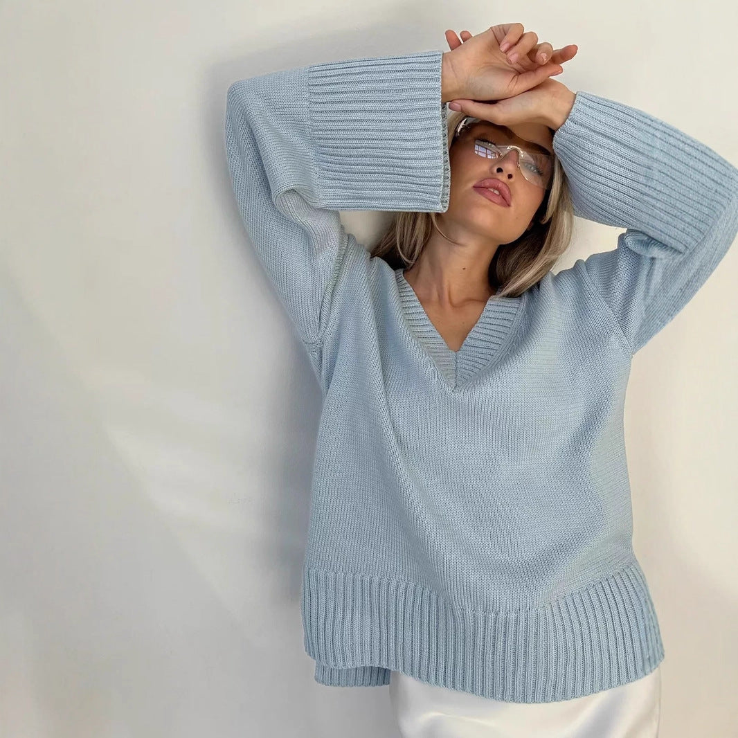 Sahari - Damen Pullover | V-Ausschnitt, Baumwollmischung, Bequem