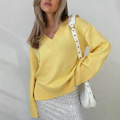 Sahari - Damen Pullover | V-Ausschnitt, Baumwollmischung, Bequem