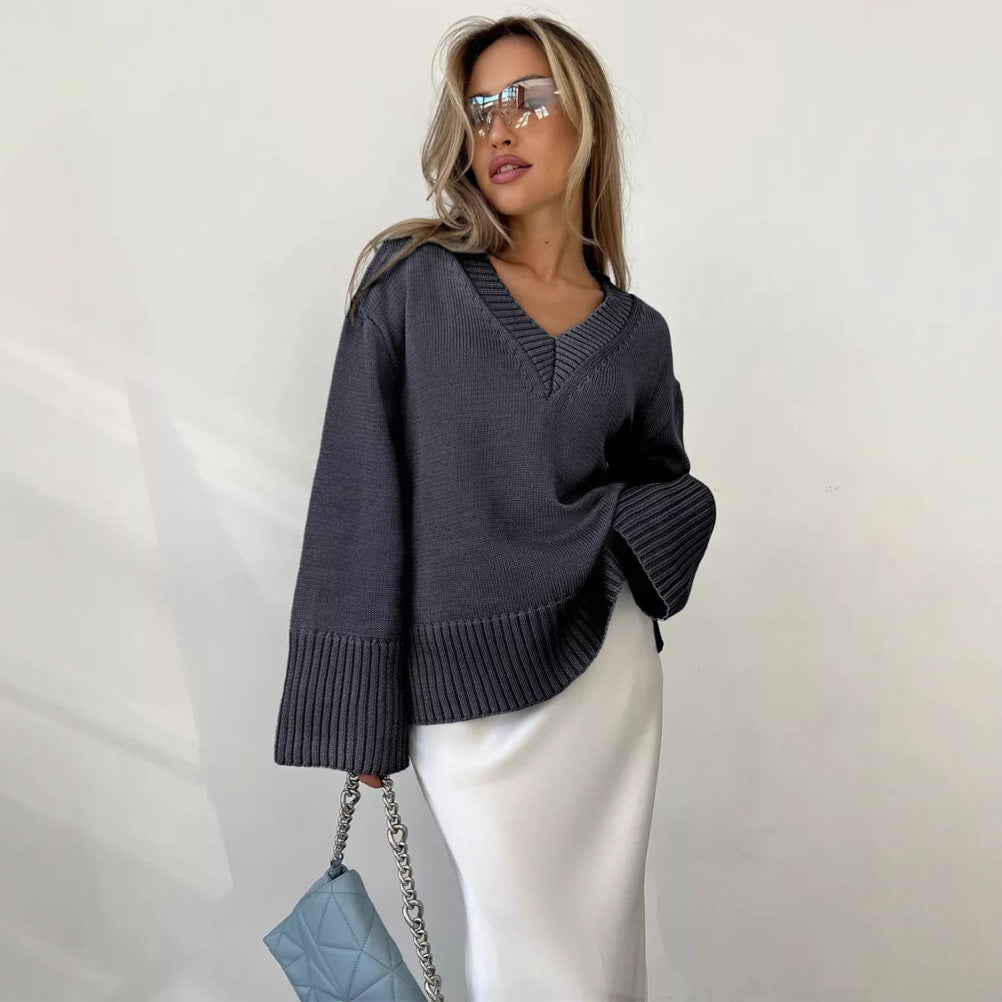 Sahari - Damen Pullover | V-Ausschnitt, Baumwollmischung, Bequem