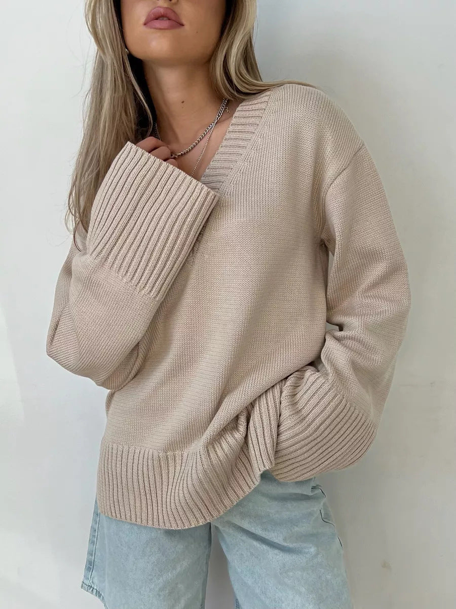 Sahari - Damen Pullover | V-Ausschnitt, Baumwollmischung, Bequem