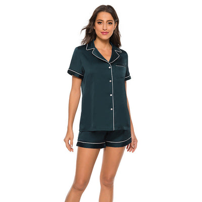 Sahari - Damen Pyjama-Set | Satin, Kurzarmbluse und Shorts