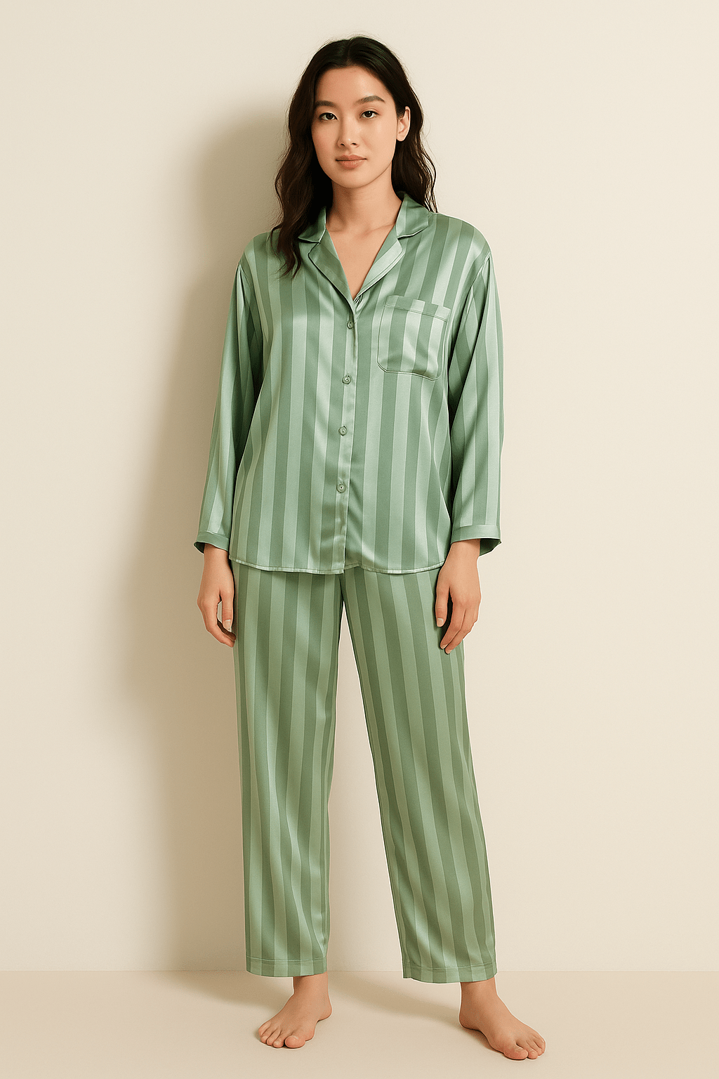 Sahari - Damen Pyjama-Set | Weiches Material, Klassisches Streifenmuster