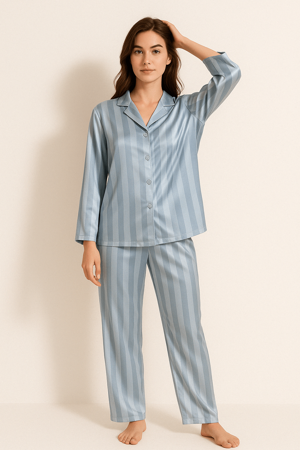 Sahari - Damen Pyjama-Set | Weiches Material, Klassisches Streifenmuster