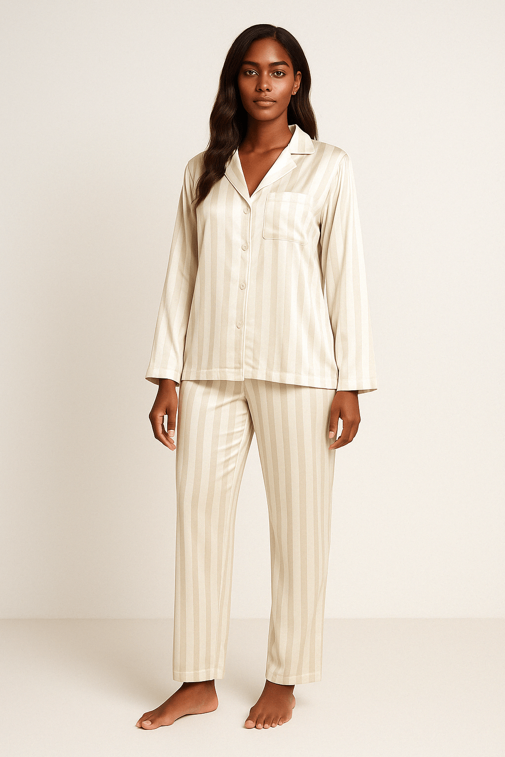 Sahari - Damen Pyjama-Set | Weiches Material, Klassisches Streifenmuster