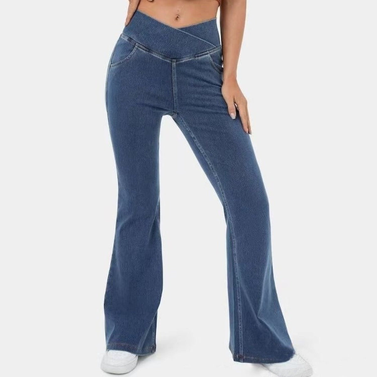 Sahari - Damen Stretch-Jeans | Hohe Taille, Ausgestelltes Bein
