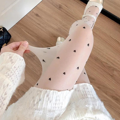 Sahari - Damen Strumpfhose | Herz- und Punktmuster, Stilvoll