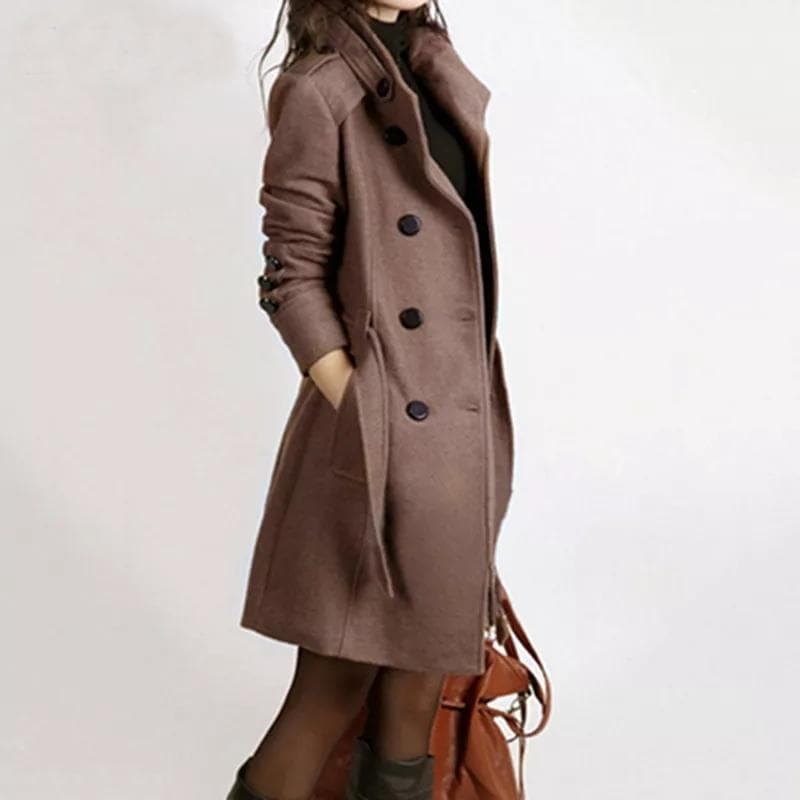 Sahari - Damen Trenchcoat | Doppelreiher, Taillengürtel, Hochwertiger Stoff
