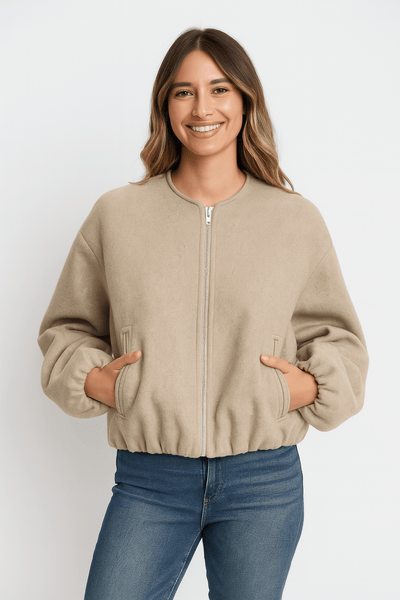 Sahari - Damen Übergangsjacke | Reißverschluss, Ballonärmel, Modern