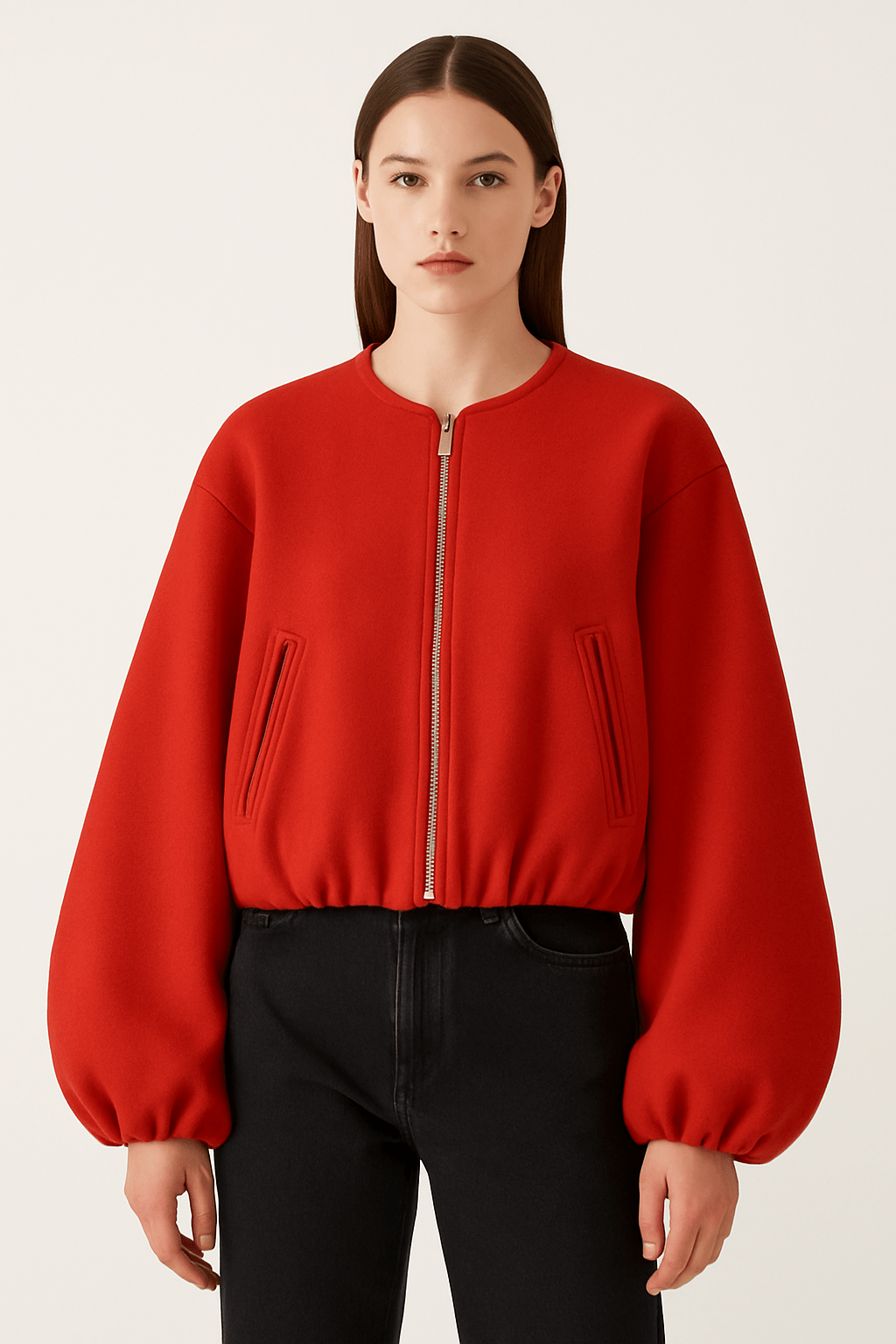 Sahari - Damen Übergangsjacke | Reißverschluss, Ballonärmel, Modern