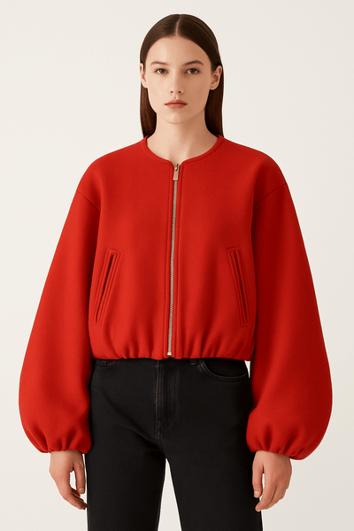 Sahari - Damen Übergangsjacke | Reißverschluss, Ballonärmel, Modern