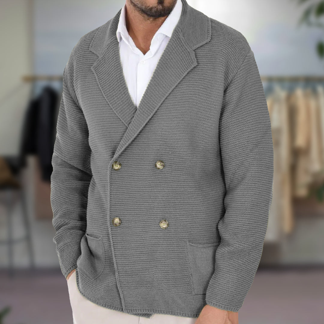 Sahari - Herren Cardigan | Doppelreiher, Blazerstil, Strukturierter Strick