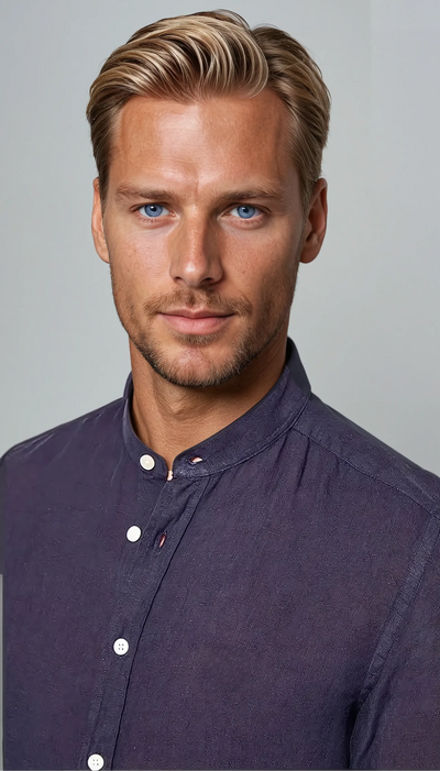 Sahari - Herren Hemd | Leinen, Bandkragen, Entspannt