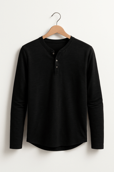 Sahari - Herren Langarm-Henley-Shirt | Weiches, Atmungsaktives Material