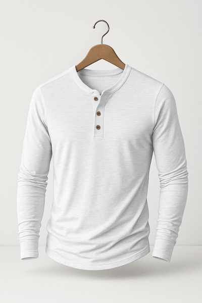 Sahari - Herren Langarm-Henley-Shirt | Weiches, Atmungsaktives Material