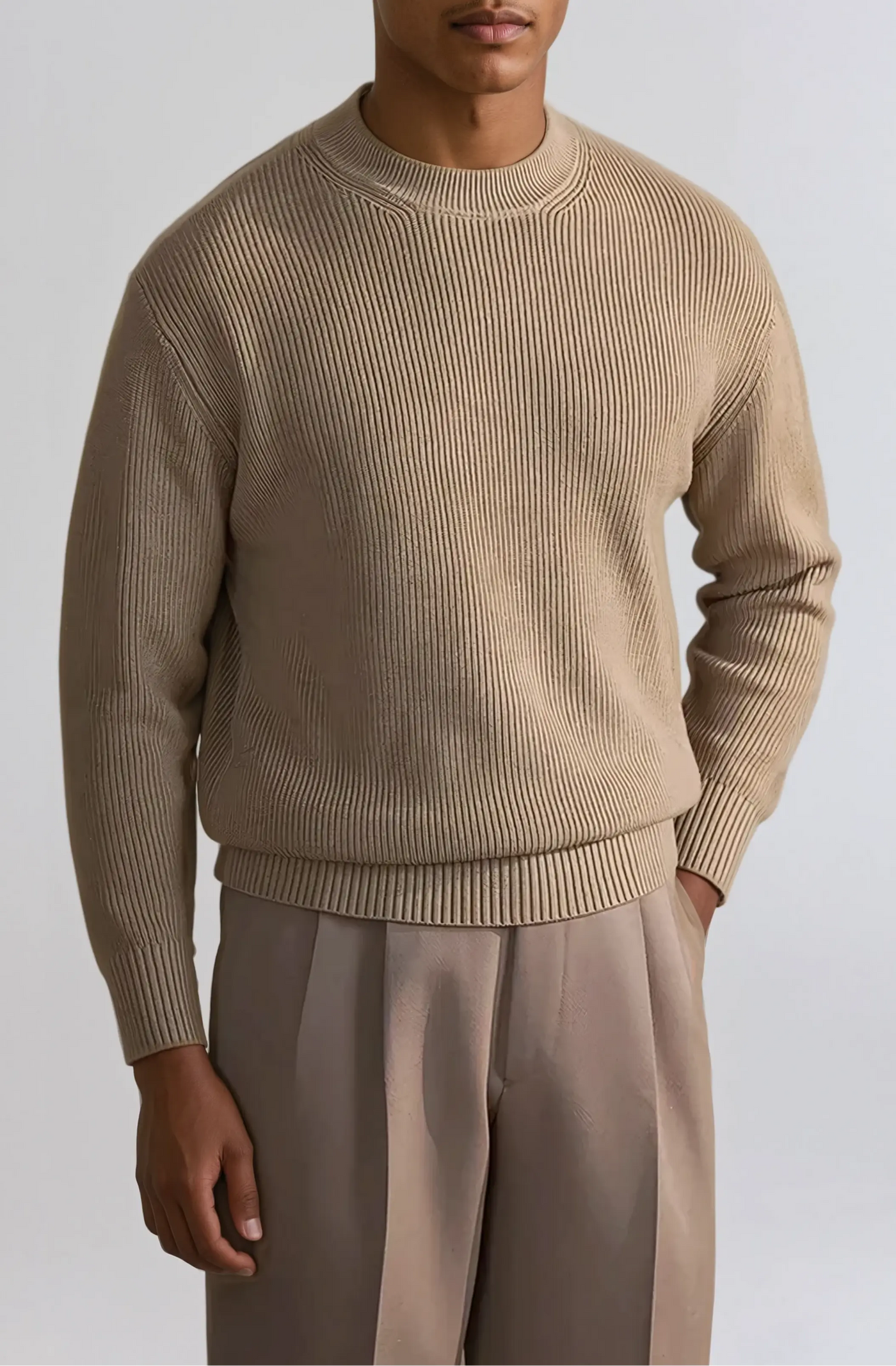 Sahari - Herren Pullover | Gerippt, O-Hals, Hochwertiges Material
