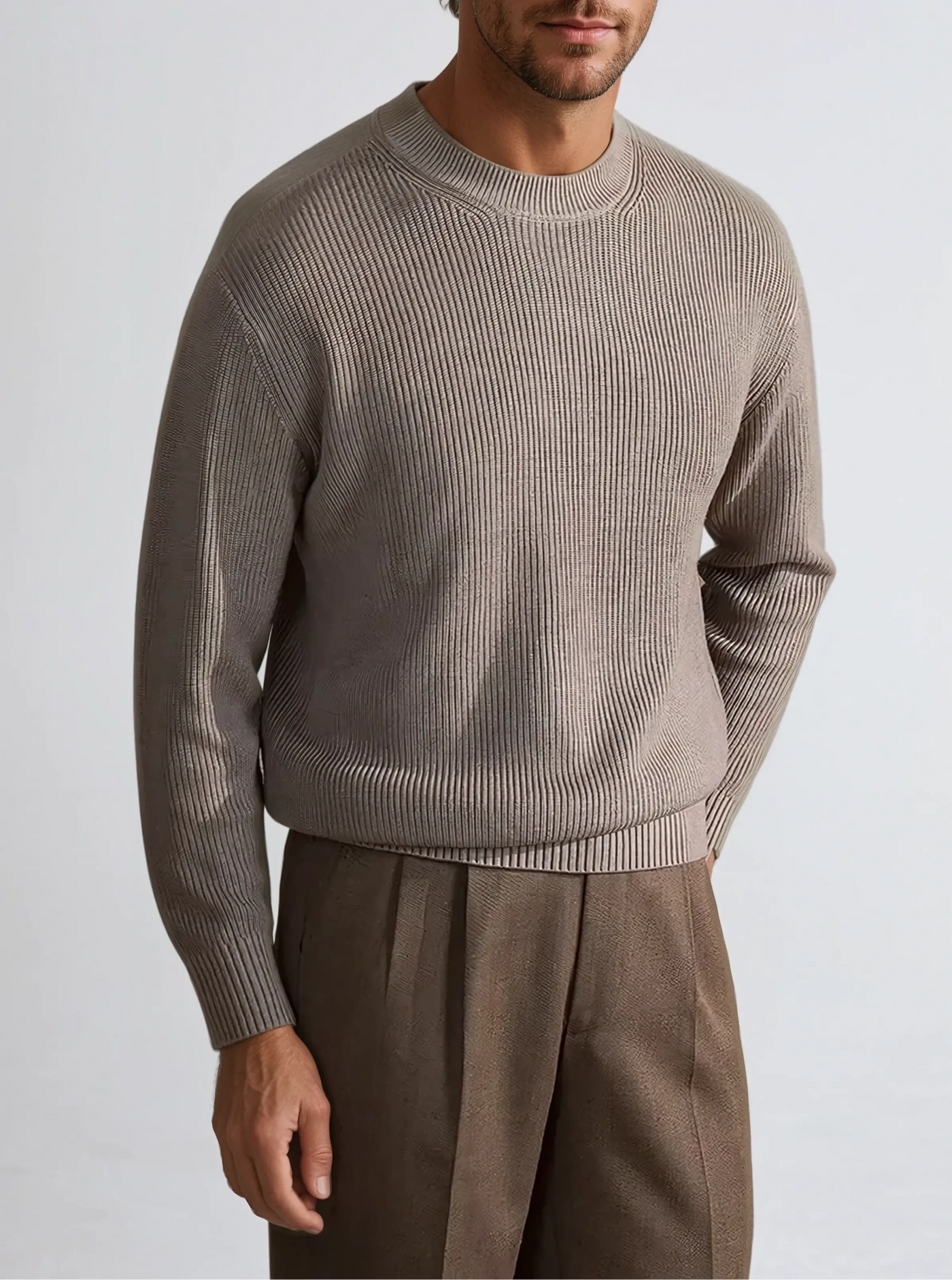 Sahari - Herren Pullover | Gerippt, O-Hals, Hochwertiges Material