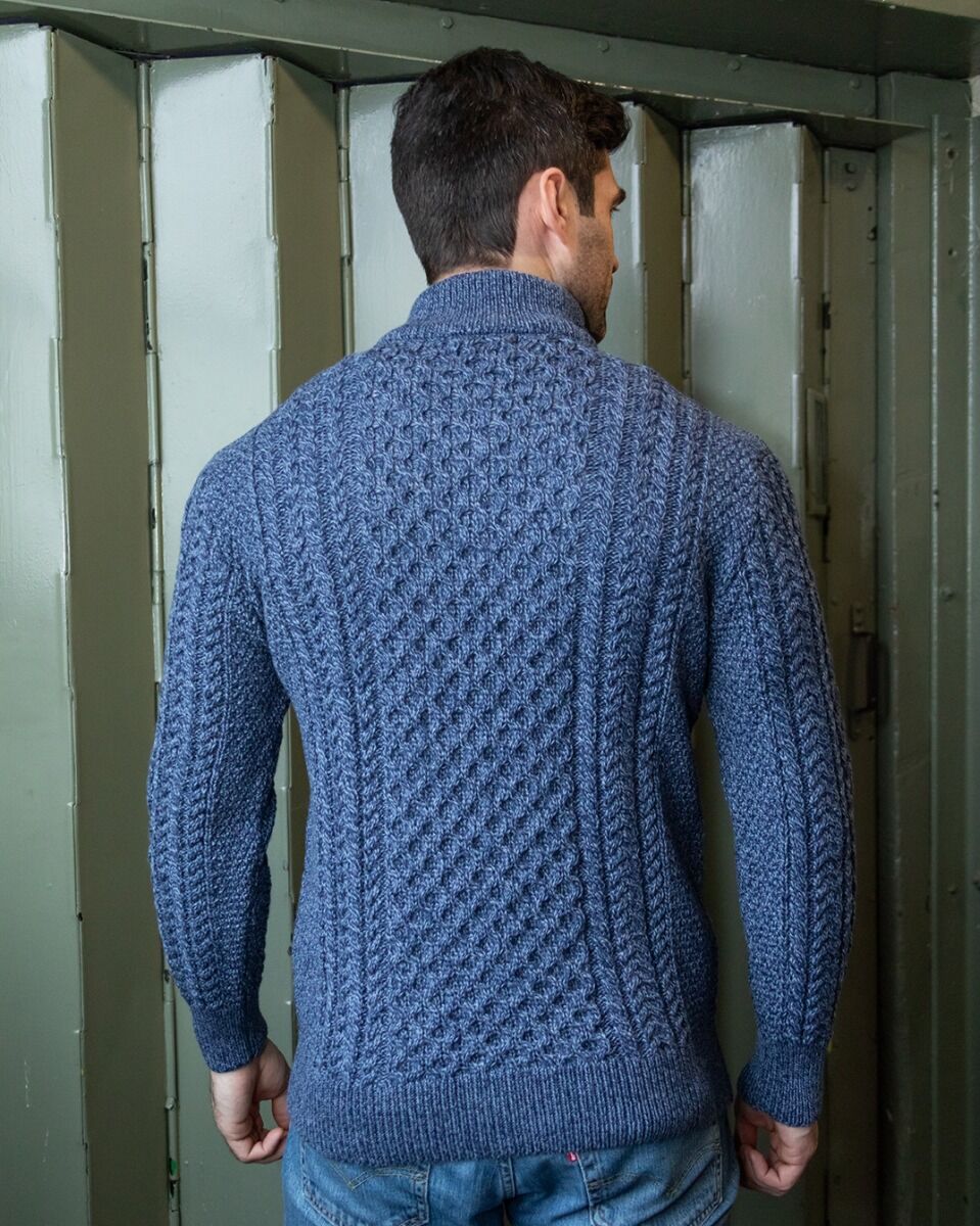 Sahari - Herren Pullover | Kabelstrick, Merinowolle, Halber Reißverschluss