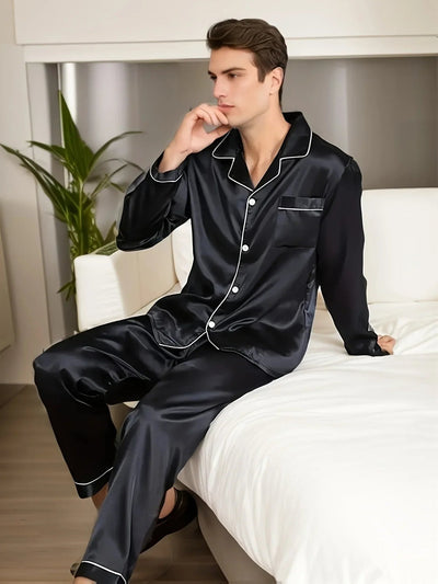 Sahari - Herren Pyjama Set | Luxuriös, Satin, Bequem, Atmungsaktiv