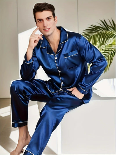 Sahari - Herren Pyjama Set | Luxuriös, Satin, Bequem, Atmungsaktiv