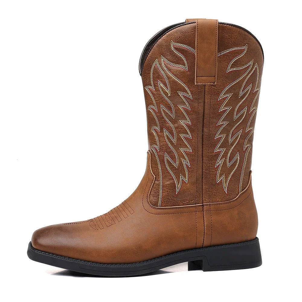 Lockwood | Herren Western Stiefel Mid-Calf mit Stickerei & klassischer Square-Toe