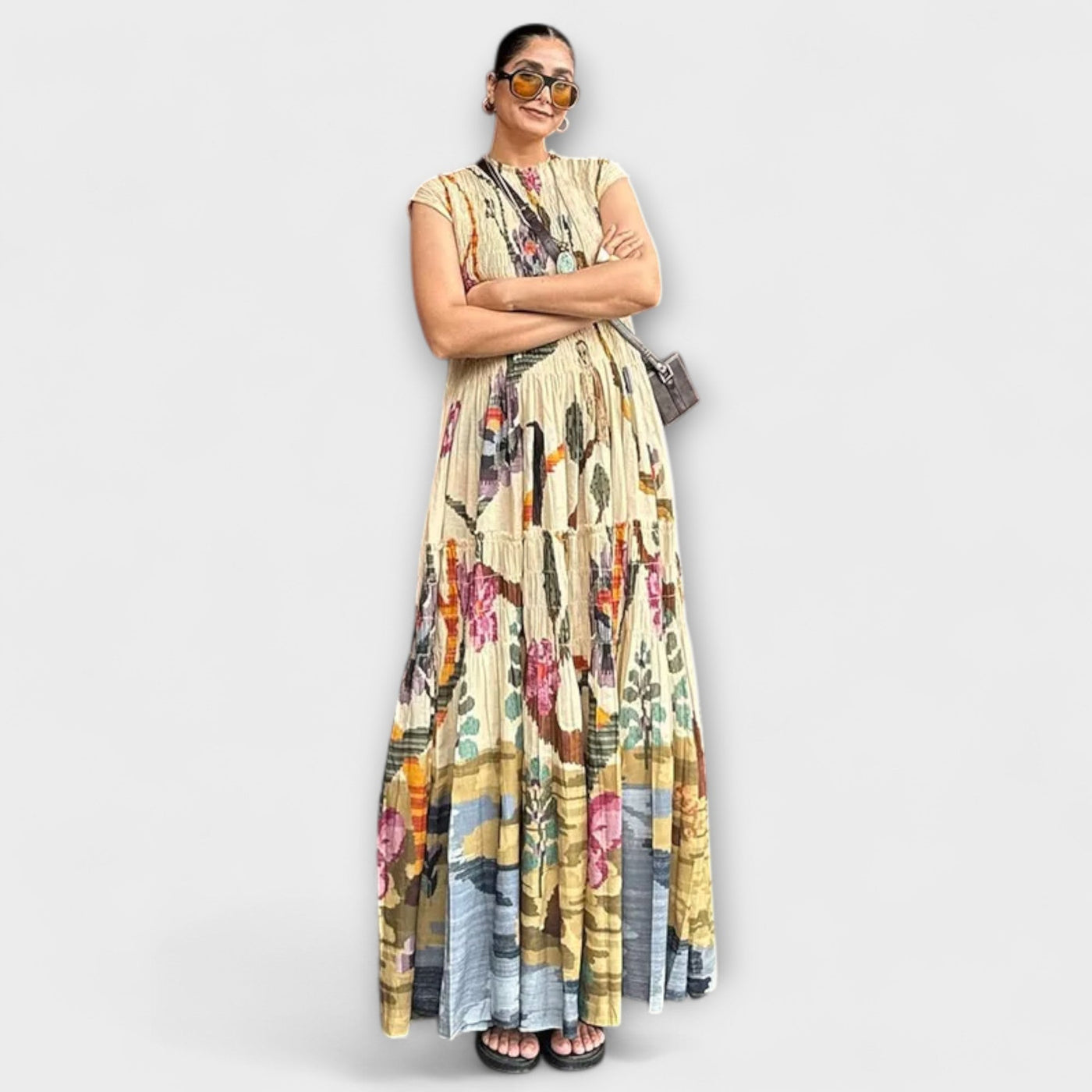 Elegantes Plissiertes Langarmkleid