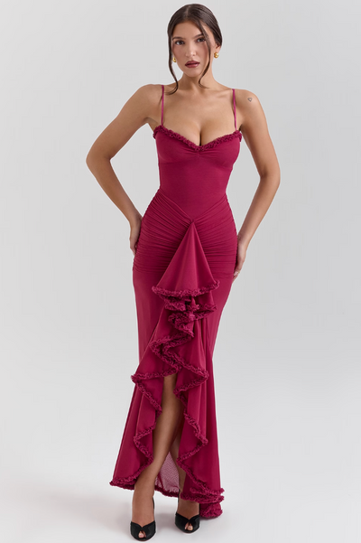 Maxikleid Für Hochzeitsgäste Mit Rüschen Für Damen
