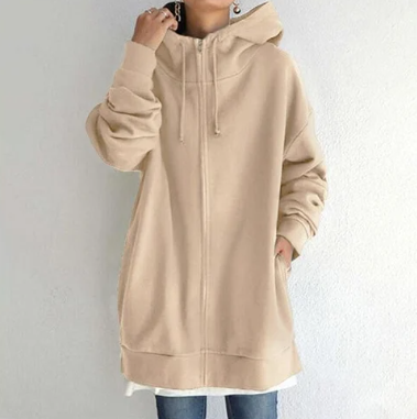 Celestine | Damen Hoodie Jacke mit Kapuze | Oversize Zipper & Kordelzug für lässigen Komfort