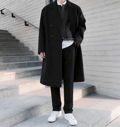 Herren Oversize Mantel Mit Doppelreihiger Knopfleiste