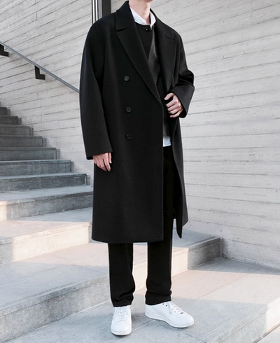 Herren Oversize Mantel Mit Doppelreihiger Knopfleiste