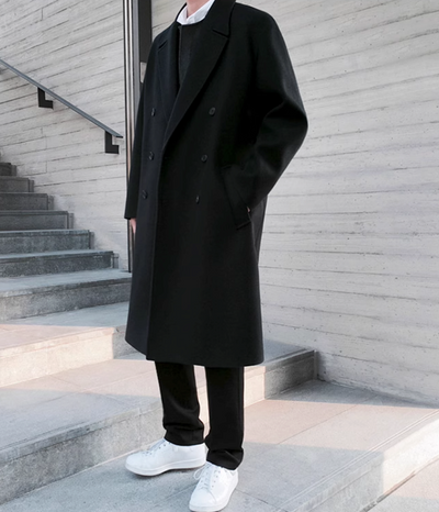 Herren Oversize Mantel Mit Doppelreihiger Knopfleiste