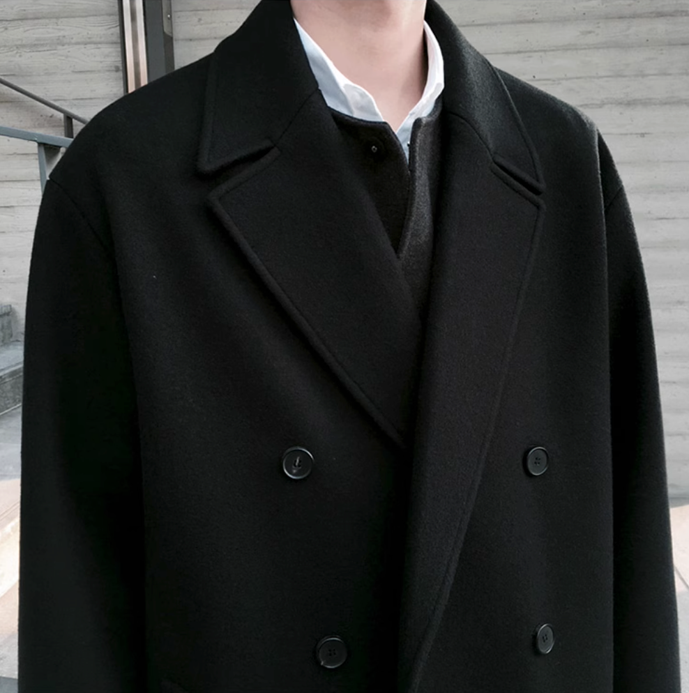 Herren Oversize Mantel Mit Doppelreihiger Knopfleiste