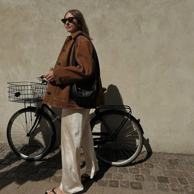 Damen Jacke In Wildlederoptik Mit Klassischem Schnitt