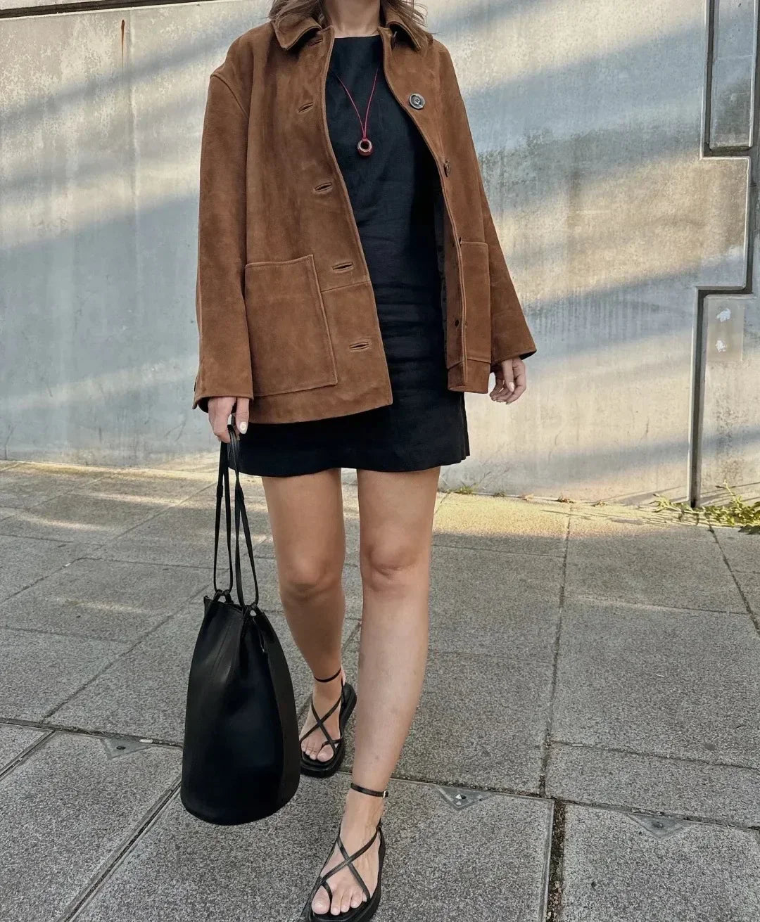 Damen Jacke In Wildlederoptik Mit Klassischem Schnitt